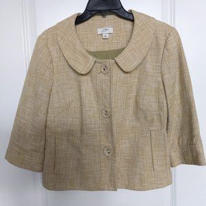 Ann Taylor Loft Jacket Sz 12 Mustard Green Woven Cotton EC